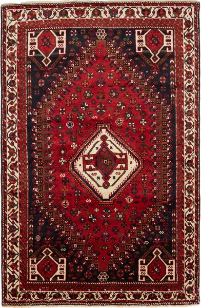 Tappeto Shiraz Persia Medaglione Rosso Blu 160x250 Cm