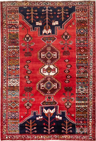 Tappeto Shiraz Persia Geometrico Rosso Blu 170x253 Cm