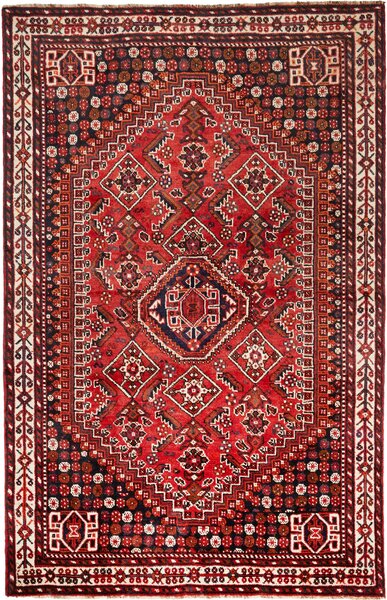 Tappeto Shiraz Persia Medaglione Rosso Blu 165x257 Cm