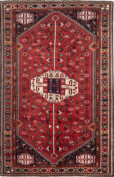 Tappeto Shiraz Persia Medaglione Rosso Blu 168x255 Cm