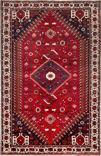 Tappeto Shiraz Persia Geometrico Rosso Blu 162x252 Cm