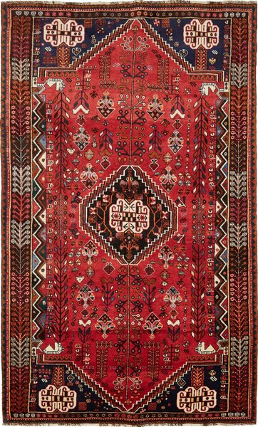 Tappeto Shiraz Persia Astratto Rosso Blu Beige 160x267 Cm