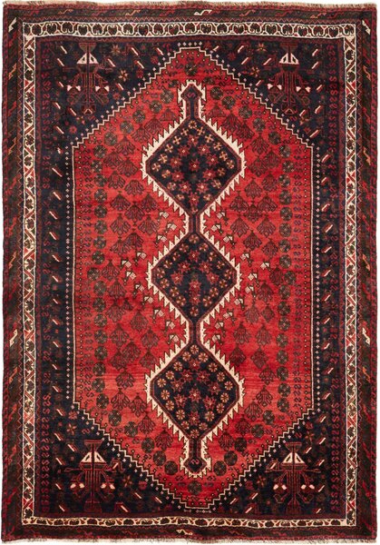 Tappeto Shiraz Persia Medaglione Rosso Blu 170x247 Cm
