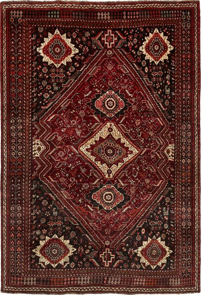Tappeto Shiraz Persia Geometrico Rosso Nero 168x248 Cm