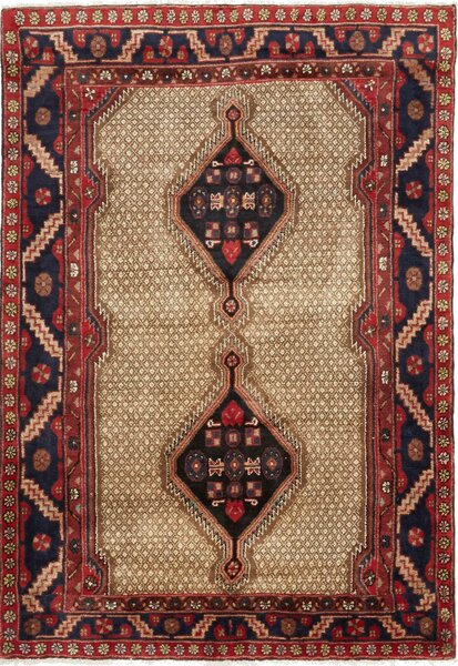 Tappeto Hosseinabad Persia Geometrico Beige Rosso 127x182 Cm