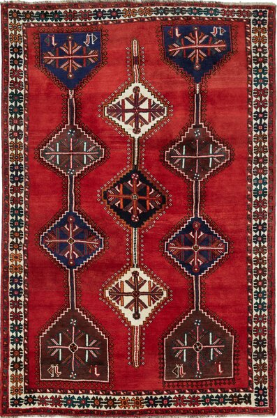 Tappeto Shiraz Persia Astratto Rosso Blu 165x252 Cm