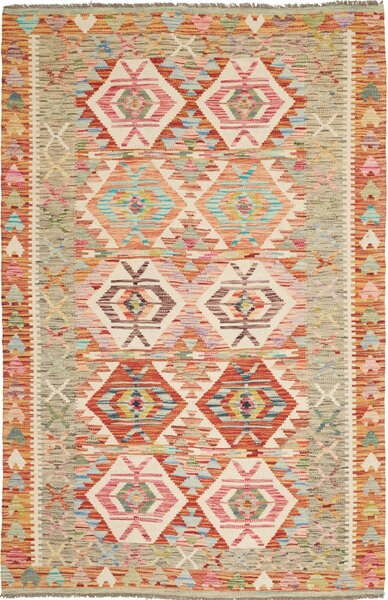 Tappeto Kilim Afghanistan Geometrico Terracotta Beige 120x186 Cm