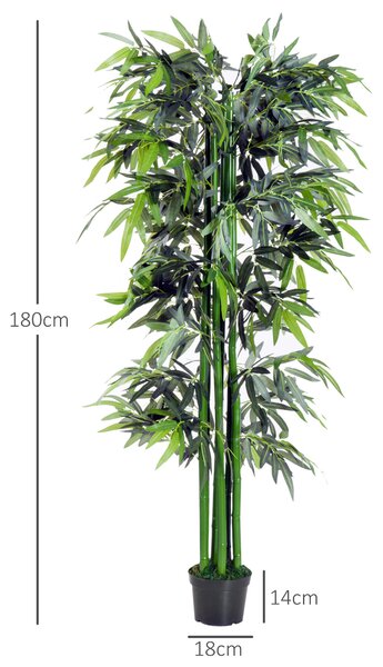 Outsunny Albero di Bambù Artificiale Alta Decorazione per Casa e Ufficio in Vaso da 180cm per Interni ed Esterni Verde Naturale|Aosom
