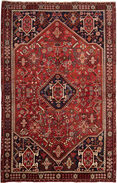 Tappeto Shiraz Persia Geometrico Rosso Blu 160x252 Cm