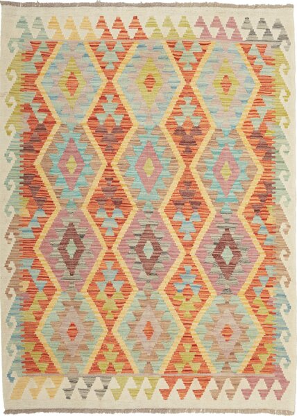 Tappeto Kilim Afghanistan Astratto Multicolore Pastello 127x173 Cm