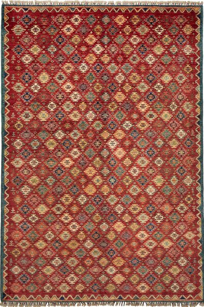Tappeto Samarkand Pakistan Astratto Rosso Beige 200x293 Cm