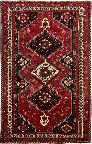 Tappeto Shiraz Persia Geometrico Rosso Nero 176x276 Cm