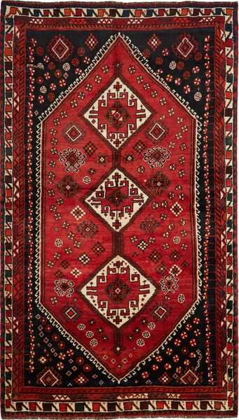 Tappeto Shiraz Persia Astratto Rosso Blu 160x279 Cm