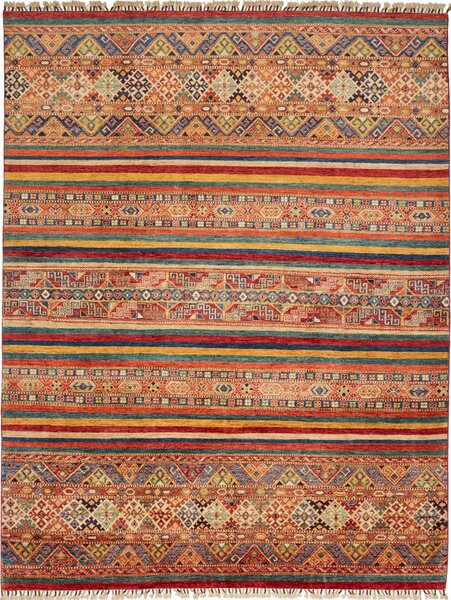 Tappeto Samarkand Pakistan Geometrico Rosso Giallo Blu 252x294 Cm