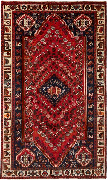 Tappeto Shiraz Persia Geometrico Rosso Blu 165x277 Cm
