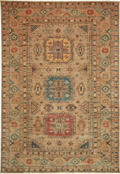 Tappeto Kazak Fine Pakistan Astratto Sabbia Rosso 205x297 Cm