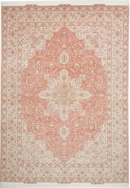 Tappeto Tabriz 50 Raj Persia Medaglione Salmone Beige 248x350 Cm