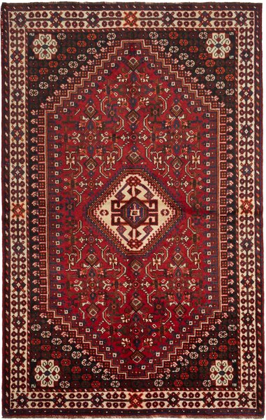 Tappeto Shiraz Persia Medaglione Rosso Marrone Scuro 160x253 Cm