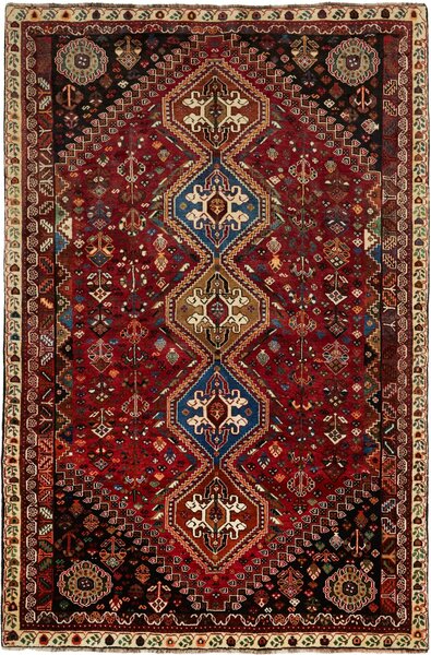 Tappeto Shiraz Persia Astratto Rosso Blu 173x259 Cm