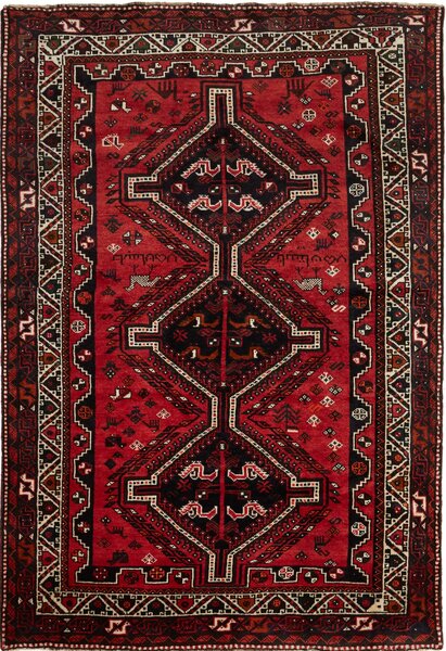 Tappeto Shiraz Persia Geometrico Rosso Nero 171x251 Cm