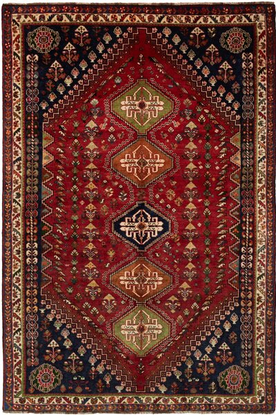 Tappeto Shiraz Persia Medaglione Rosso Blu 168x255 Cm