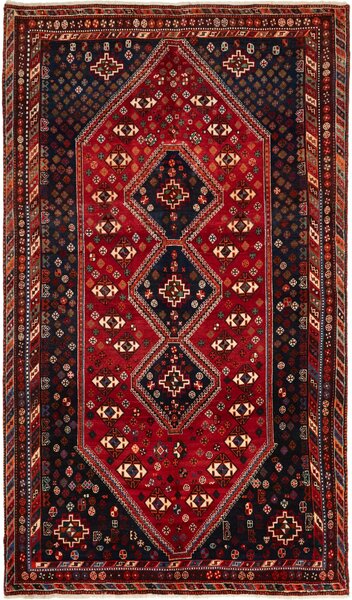 Tappeto Shiraz Persia Geometrico Rosso Blu 162x274 Cm