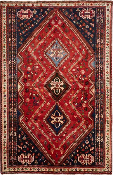 Tappeto Shiraz Persia Geometrico Rosso Blu 170x262 Cm