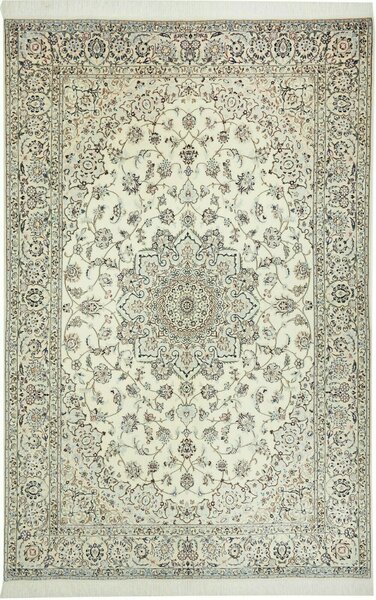 Tappeto Nain 6la Persia Medaglione Crema Grigio 160x245 Cm
