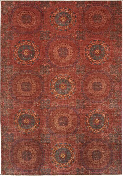 Tappeto Mamlouk Pakistan Geometrico Terracotta Petrolio 203x292 Cm