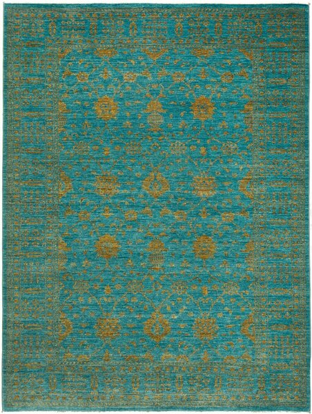 Tappeto Zigler Fine Pakistan Medaglione Turchese Ocra 173x231 Cm