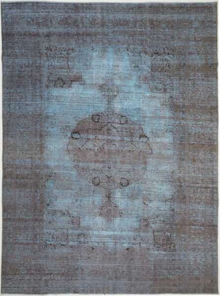 Tappeto Vintage Persia Medaglione Celeste Marrone 240x325 Cm
