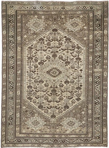 Tappeto Vintage Persia Medaglione Crema Marrone 204x286 Cm