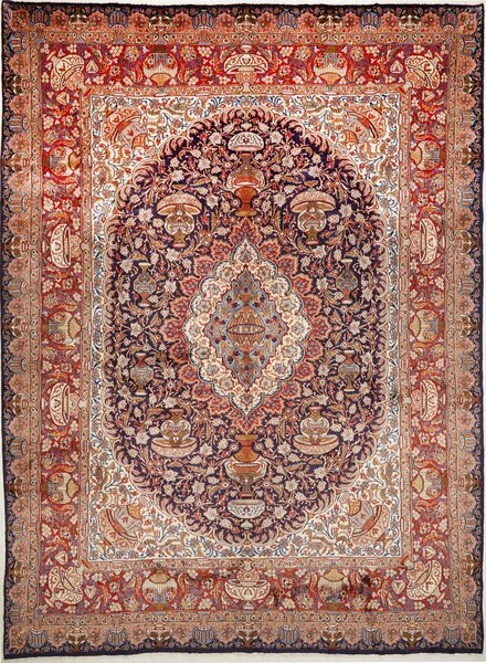 Tappeto Kashamr Zirkhaki Persia Medaglione Blu Rosso 290x394 Cm