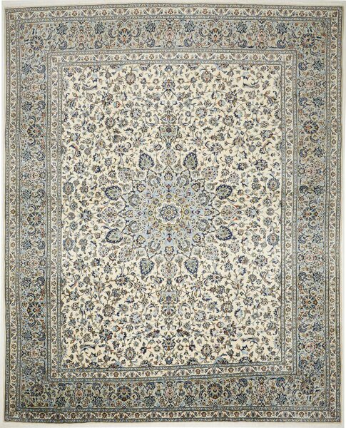 Tappeto Kashan Persia Medaglione Avorio Blu 292x360 Cm