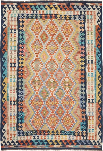 Tappeto Kilim Afghanistan Geometrico Multicolore Vibrante 171x253 Cm