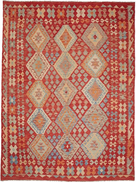 Tappeto Kilim Afghanistan Geometrico Rosso Blu 183x255 Cm