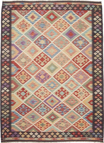 Tappeto Kilim Afghanistan Geometrico Multicolore Vivace 180x240 Cm