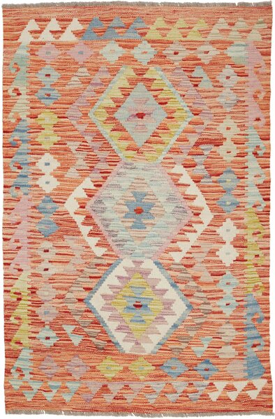 Tappeto Kilim Afghanistan Geometrico Terracotta Pastello 93x142 Cm