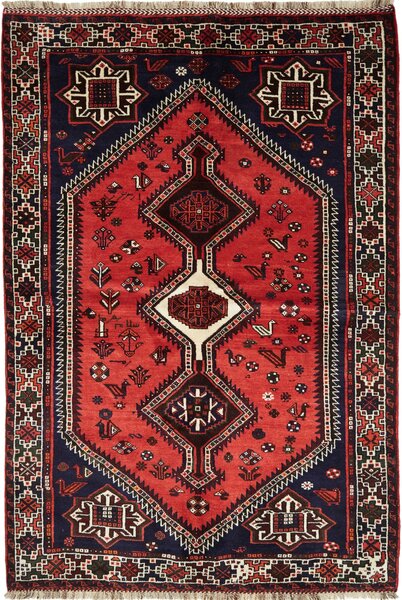 Tappeto Shiraz Persia Geometrico Rosso Blu 163x235 Cm