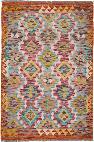 Tappeto Kilim Afghanistan Astratto Multicolore Vivace 100x150 Cm