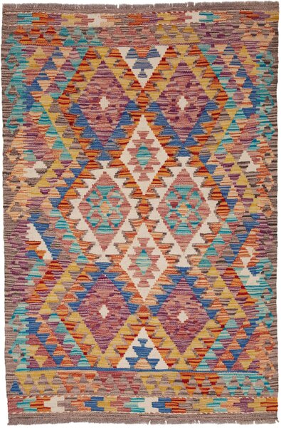 Tappeto Kilim Afghanistan Geometrico Multicolore Vivace 98x146 Cm