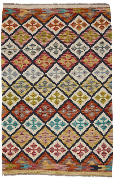 Tappeto Kilim Afghanistan Geometrico Multicolore Blu 99x151 Cm