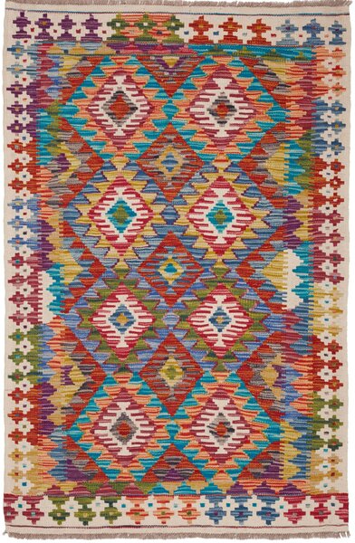 Tappeto Kilim Afghanistan Geometrico Multicolore Vivace 101x151 Cm