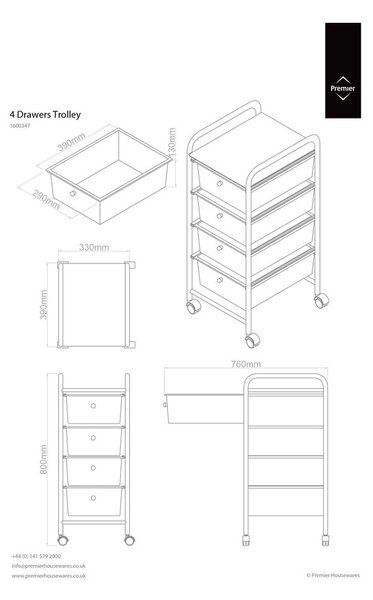 Scaffale mobile in plastica bianco-argento 33x79 cm - Premier Housewares