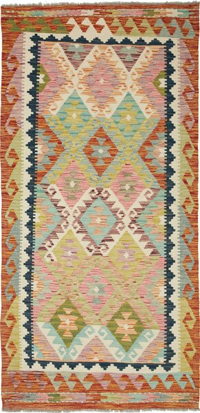 Tappeto Kilim Afghanistan Geometrico Multicolore Pastello 98x204 Cm