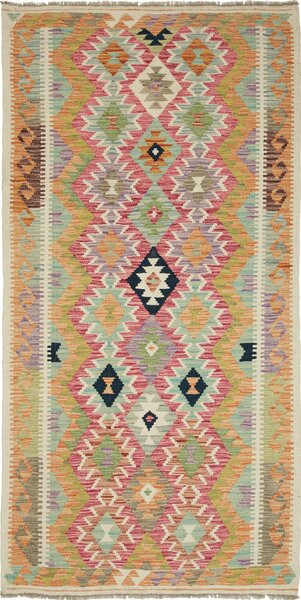 Tappeto Kilim Afghanistan Geometrico Multicolore Pastello 101x200 Cm