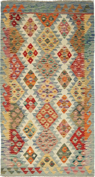Tappeto Kilim Afghanistan Astratto Variopinto Su Chiaro 102x189 Cm