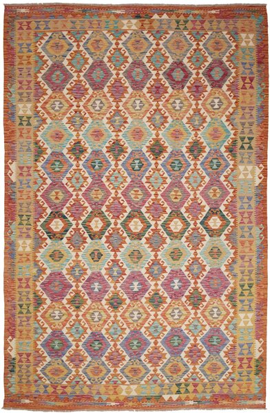 Tappeto Kilim Afghanistan Astratto Multicolore Brillante 198x302 Cm
