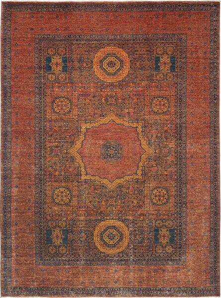 Tappeto Mamlouk Pakistan Geometrico Terracotta Oro 215x293 Cm