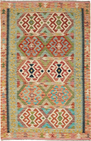 Tappeto Kilim Afghanistan Geometrico Multicolore Abrash 118x184 Cm